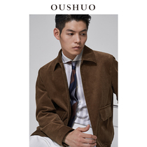 Ou said mens autumn and winter khaki corduroy bomber jacket A2 cotton casual fashion all-match short jacket top