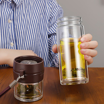Fugang tea separation cup glass transparent space Cup mens drinking cup tea cup portable personal Cup