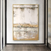 Handdrawn abstract oil painting modern minimal gold foil landscape decoration drawing room sofa background wall large