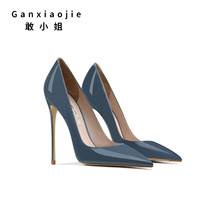 Dare Miss High heels 2022 Spring new fine heels Genuine Leather and America Sexy Light Grey Professional Temperament Single Shoes