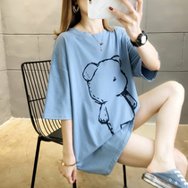 Export France Great card discount store Foreign trade Original single Italian womens clothing cut short sleeve T-shirt Woman Cartoon Print Tide