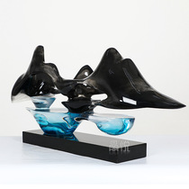 Art ornaments New Chinese living room entrance club restaurant decoration home ink gradient rockery Teahouse Building Room