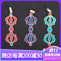 Tibetan jewelry 925 sterling silver vajra pendant Nepalese handicraft inlaid gemstones with the same style diy accessories for men and women