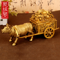 Juyuan Pavilion Bronze Bull Ornives Chinese Home Decoration Zhaocai Cattle Crafts Cow Living Room Decoration