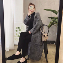 Knitted cardigan jacket womens long 2021 spring new Korean fashion sweater loose thin cashmere sweater tide