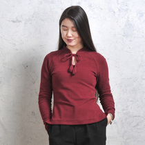 Strange flower orchid (Sleepless star) original lace-up pure cotton knitted polished pullover bottom T-shirt