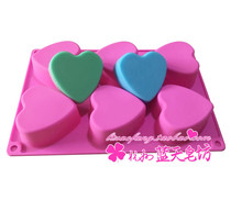 xj031 Six-connected heart silicone cake mold handmade soap mold snack mold thickened version