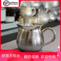 Sterling Silver 999 High-grade Handmade Old Vintage Hammer Chug Set Home Kung Fu Tea Set