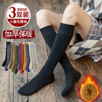 Calf socks children long tube winter plus velvet thickened autumn and winter warm ladies Korean version of middle tube stockings students ins
