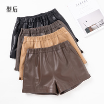 Haining leather shorts womens sheep leather European station 2021 Spring and Autumn new waist straight leather pants wear pure leather