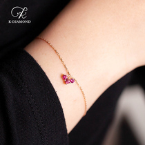 kkidamond ruby loving bracelet 18k rose gold peach heart bracelet Valentines Day gift jewellery