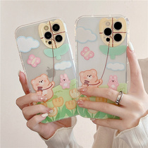 lizardhill tulips cute to apply Apple 13promax mobile phone shell new iphone11 female 12pro silicone iphox xr full