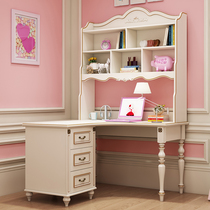 Bookshelf combination Simple computer desk Solid wood desktop household American desk corner writing desk Multi-function computer desk