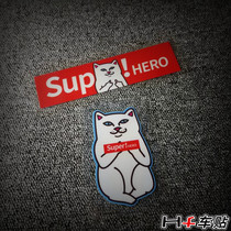 Mavericks superhero contempt cat middle finger cat cat car body stickers scratch Tide brand reflective waterproof electric motorcycle stickers