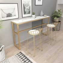 Nordic ins Wind Marble Bar Home Cafe Milk Tea Shop Simple Modern Iron Solid Wood Tables and Chairs