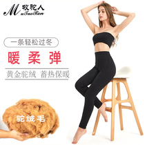 Middle aged cotton pants female winter thickened padded with underpants outside wearing northeast warm pants high waist and camel suede cotton pants woman