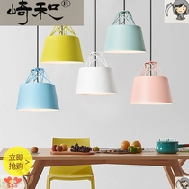 Nordic restaurant lighting cafe bar lamp post modern simple chandelier three creative macarons dining room chandelier
