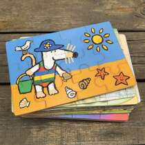 Childlike Mengmengjia new export bulk wooden puzzle 12 pieces animal mathematical letters cognitive variety of neutral