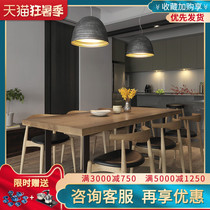 Nordic dining table and chair combination Small rectangular modern simple living room dining table Wrought iron solid wood dining table Household