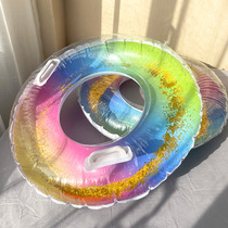 Cute Cartoon Swimming Ring Bright Sheet Adult Children Lifebuoy Male and female Thickened Inflatable Swimming Ring Rainbow Ring Armpit