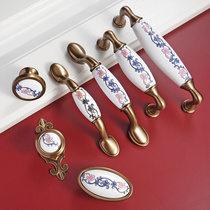 European American wardrobe handle champagne ceramic cabinet door handle Oval single hole long shoe cabinet handle