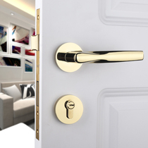 American gold door lock light luxury Nordic bright gold split lock simple quiet room door lock bedroom solid wood door lock