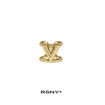 (Zhou Zhennan Huang Mengying same model) RSNY letter V shape ring female design fashion personality flood ring