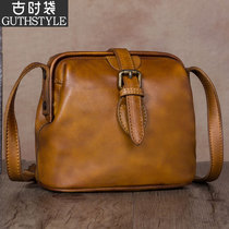 Retro bag Bull Leather Doctor Bag Genuine Leather Women Bag Mini Bag bag Slanted Satchel Bag 2021 New