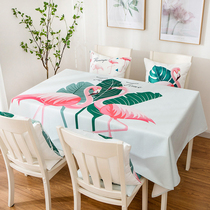 Tropical plant Flamingo cotton tablecloth ins Nordic writing makeup tablecloth hipster rectangular coffee table cloth