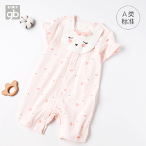 gb Good boy jumpsuit Newborn baby short sleeve climbing suit Summer baby cotton climbing suit Boy and girl romper
