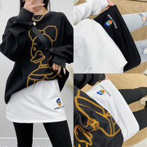 Sweater bottoming artifact with sweatshirt folded with inner hem Joker women cotton bottom half-length skirt