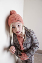 Milk dads Home Tocto new childrens flower plaid suit Western pants pink high collar sweaters 3Z