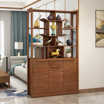 Door living room New Chinese style entrance partition cabinet Solid wood frame hall cabinet Modern simple screen foyer cabinet Decorative cabinet