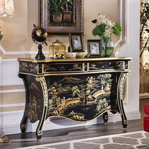 American solid wood painted hand-painted porch cabinet living room light luxury sofa side cabinet clubhouse corridor cabinet bedroom decoration cabinet