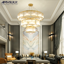 Post-modern crystal chandelier round Nordic Villa living room lamp compound building high-end lamps