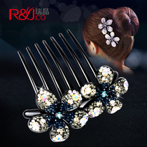 Hair comb tooth comb headdress temperament Korean comb card elegant rhinestone ball head hair curser mother seven-tooth hair comb