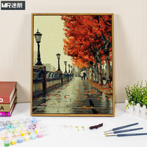 Melanie Digital Oil Painting Landscape Couple Fill Color Hand Painted Oil Painting Healing Hanging Painting