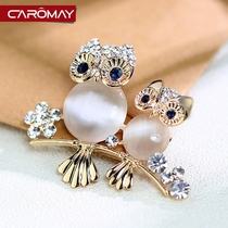 Kalome Accessories Owl Faux Cat Eye Stone Corsage Brooch Women Korean Fashion Sweater Pin Buckle Accessories