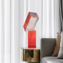 Abstract folding vertical ornaments red and white sculpture hotel hall model room living room blessing resin desktop soft