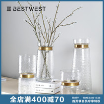 BEST WEST Light luxury American glass transparent vase decoration Living room flower arrangement Bosi home creative decoration