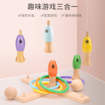 Children's Ring Toy Ring Circle Fishing Game Kids Bowling Ring Early Teaching Beneficial Intelligence Three-in-one Toy