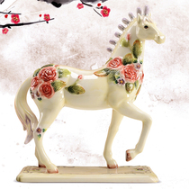 New Chinese Hand Painted Crafts Horse Ornaments Living Room TV Cabinet Wine Cabinet Decorations Home Creative Ceramics Setting