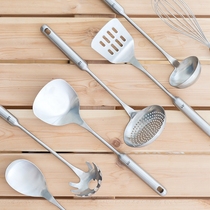 Germany 18 10 stainless steel round handle full set of cooking spoon shovel 7 pieces pot shovel soup spoon colander frying shovel kitchen set