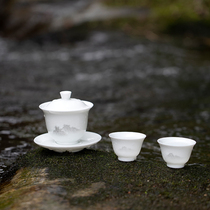 Shanshui Mountain Water Cover Bowl Tea Set Hand-painted New Chinese Ink Style Jingdezhen Handmade Kung Fu Tea Set