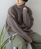 National warehouse BEAMS DOT WEB limited ribbed solid color sweater mens profile loose knitwear 21AW