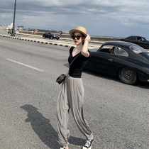 Set womens summer 2021 new casual fashion foreign atmosphere age slim short sleeve T-shirt wide leg pants two sets