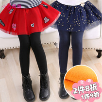 Childrens integrated suede underskirt Pants Plus Suede Thickening Girls new skirt Two web yarns Skirt Pants Autumn winter