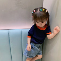 Summer 2021 new female female girl baby ice cool cotton short sleeve T-shirt childrens thin sweater 720X