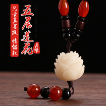 Agate sweater chain retro lotus white jade Bodhi Zi long high-end atmospheric Buddha beads wild simple national style