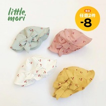 Japanese ins wind cute little cherry summer childrens sunscreen hat Cute girl bow sunshade fisherman hat